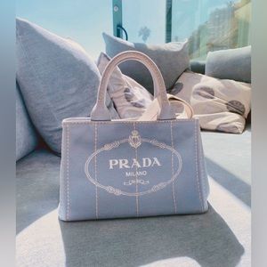 AUTH PRADA Canapa Tote Light Blue 🧚‍♀️
